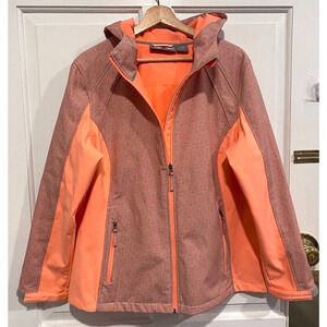 Free Tech - Orange hooded water resistant athletic jacket women's size XL